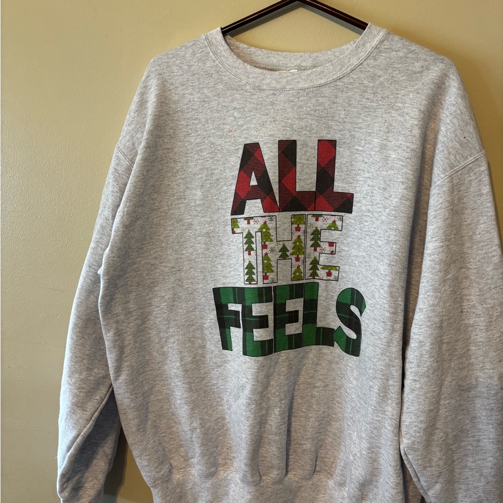 Port and Company Gray Sweatshirt with Festive Design